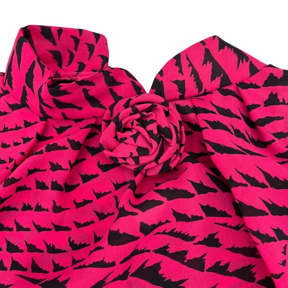 Hayes Street Vintage Women's Blouse Medium Pink & Black Abstract Design - Picture 3 of 8